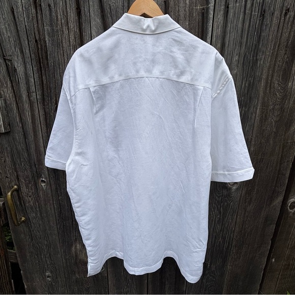 Cubavera White Linen & Rayon shirt w/stripe panel Great condition Size XL - Picture 2 of 10
